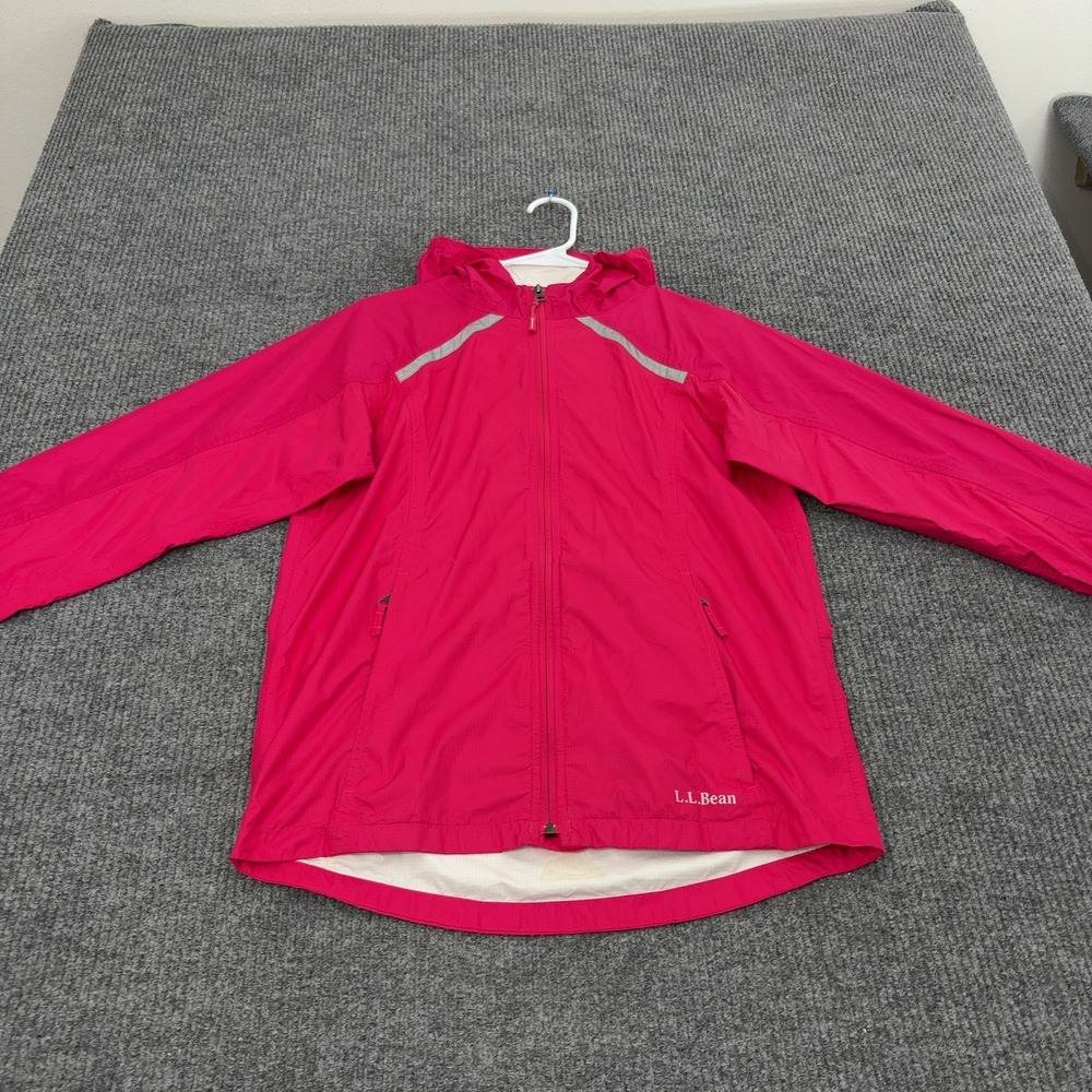 LL Bean Windbreaker Girls L Pink Nylon Hooded Reflective Gorpcore Outdoor